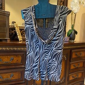 Nine West Zebra Print Black and White Blouse